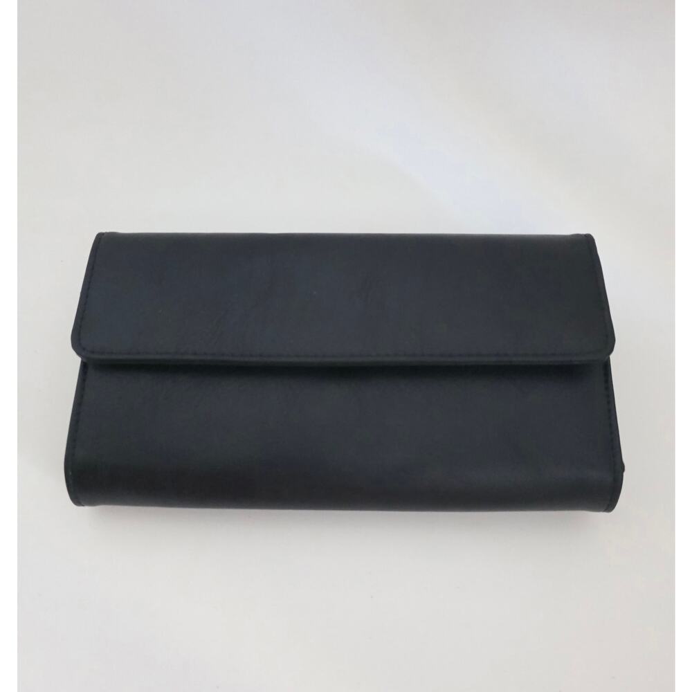 Belle Rose Black Leather Wallet Snap Closure Bifold Organizer 8x4